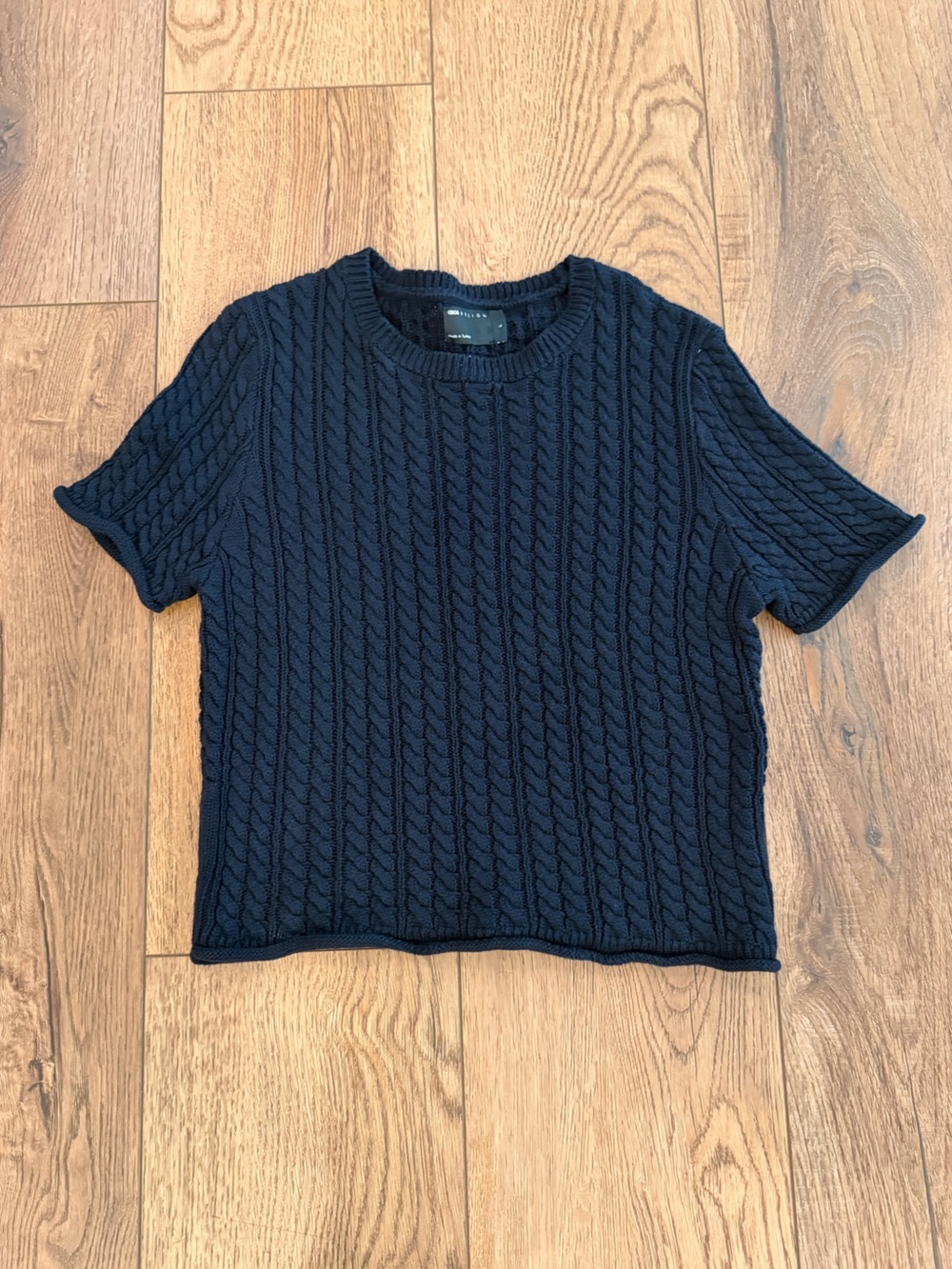 ASOS Navy Cable Knit Short-Sleeve Sweater Top